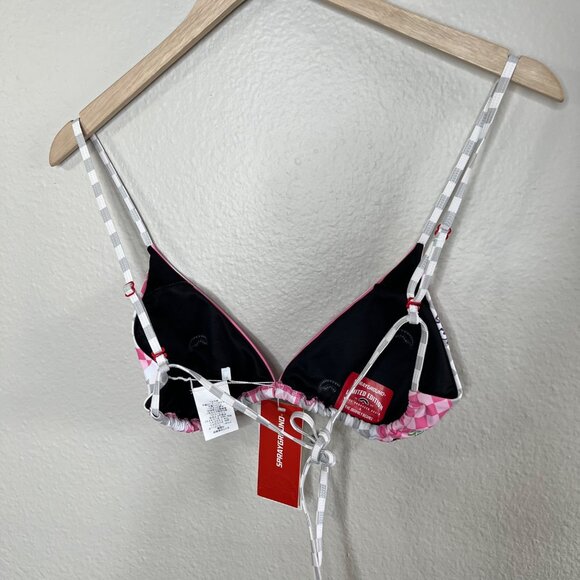 Sprayground Womens Triangle WTF Art Bikini Top Pink Tiger & Flame Print Size L - Picture 7 of 10